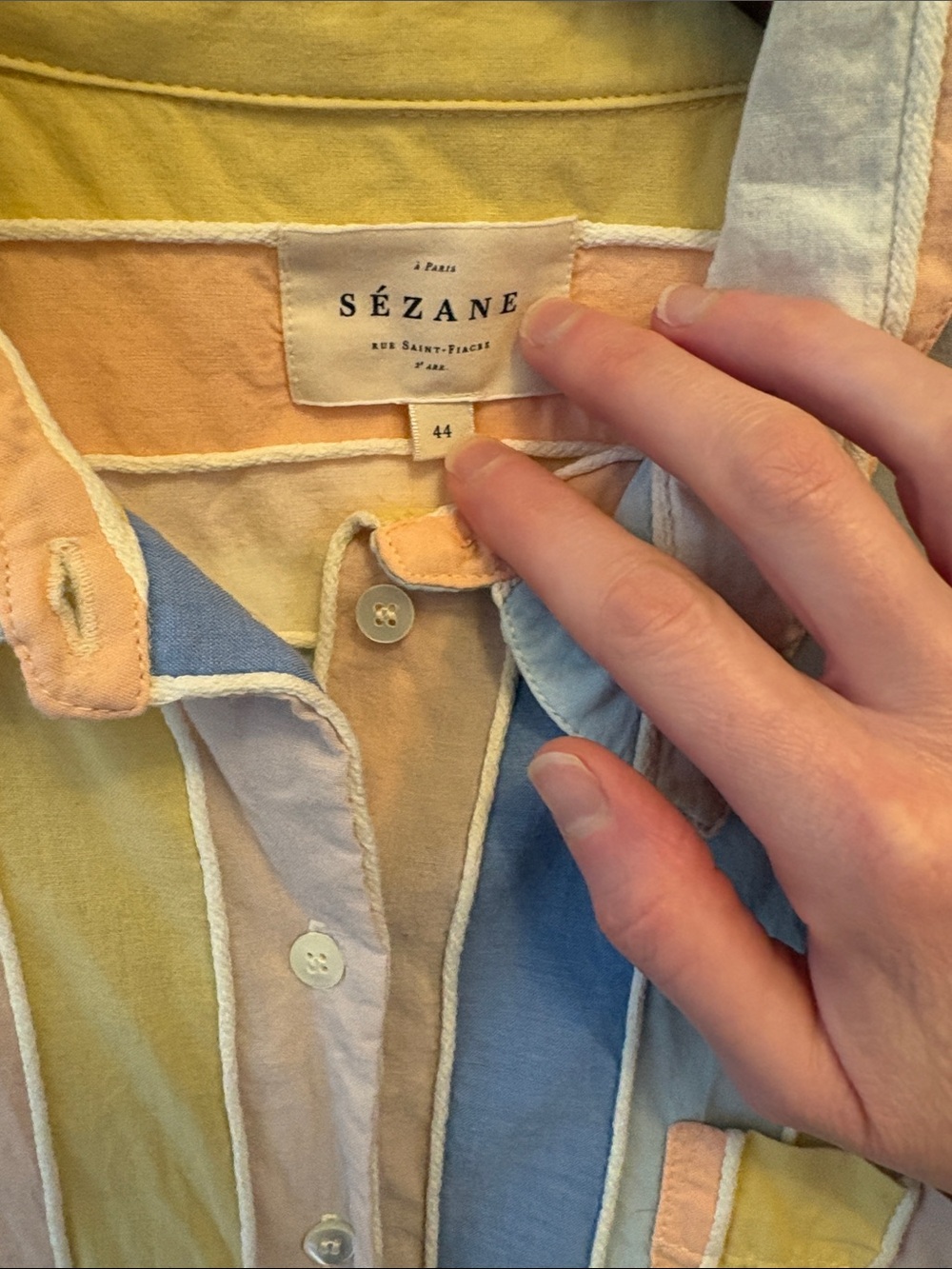 Sezane multicolor short sleeve button down size 12 US - Picture 3 of 5